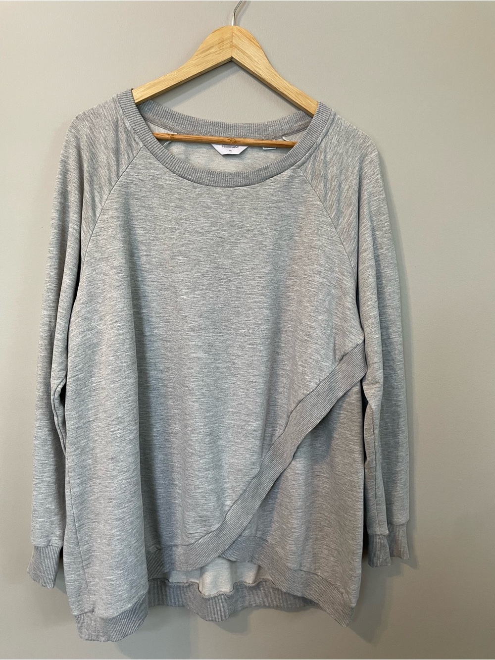 Seraphine Maternity Nursing Gray Crossover Sweatshirt XXL